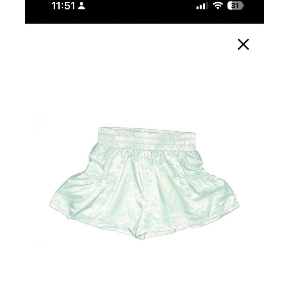 Myntree Green Athletic Shorts High Waist Elastic Waistband